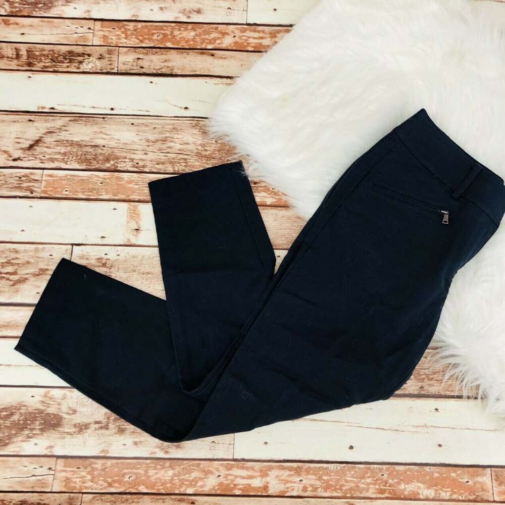 Ann Taylor Women's Multi Zip Slim Ankle Chino Casual Pants Size 2 Navy Blue